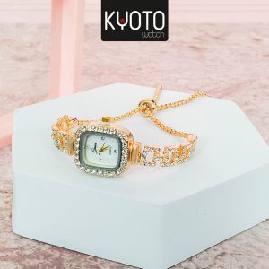 KY10-50 - RELOJ tipo pulsera zircones AJUSTABLE CUADRADO MICROZIRCONES , CAJITA
