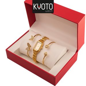 KY10-54 - SET RELOJ EN CAJA GENEVA , 2 PULSERA EN COVER GOLD , DORADO