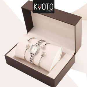 KY10-55 - SET RELOJ EN CAJA GENEVA , 2 PULSERA EN COVER GOLD, PLATEADO
