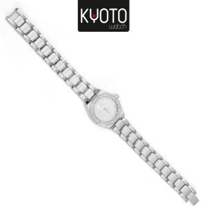 KY64 - RELOJ KIOTO DAMA METALICO HEXAGONAL MICROZIRCONES PLATEADO