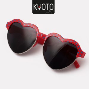 ACC856-1 - GAFAS KIDS FILTRO UV CORAZON COLOR ROJA PUNTOS AZULES