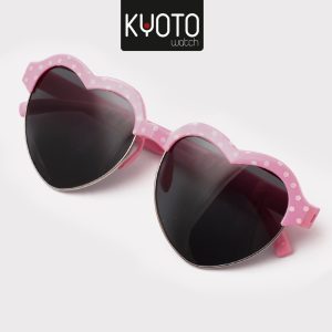 ACC856 - GAFAS KIDS FILTRO UV CORAZON COLOR ROSADA PUNTOS BLANCOS