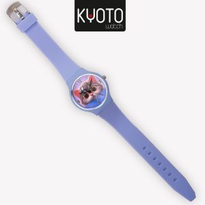 KY07 - RELOJ KYOTO GATO PULSO GOMA LILA