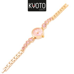 KY209 - RELOJ KYOTO DAMA REDONDO METALICO ZIRCONES COLOR ROSADO