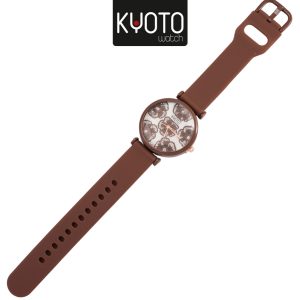 KY252-1 - RELOJ KYOTO PULSO GOMA DAMA FLORES COLOR CAFÉ