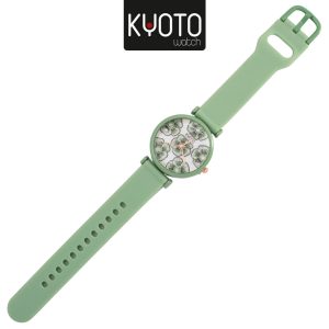 KY252-2 - RELOJ KYOTO PULSO GOMA DAMA FLORES COLOR VERDE