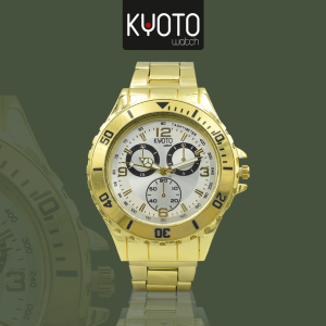 KY93 - RELOJ KYOTO CABALLERO METALICO DORADO