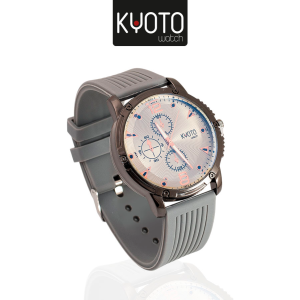 KY96 - RELOJ KYOTO CABALLERO MICA METAL Y PULSO GOMA GRIS