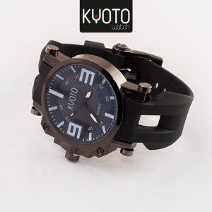 KY143 - RELOJ KYOTO CABALLERO NUMBERS PULSO GOMA NEGRO MICA COLOR AZUL