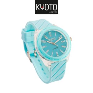 ky156 - RELOJ KYOTO DAMA PULSO GOMA REDONDO LINEAS COLOR AZUL