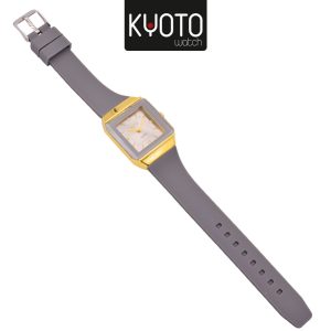 KY173- RELOJ KYOTO DAMA CUADRADO MARDO DORADP PULSO GOMA COLOR GRIS