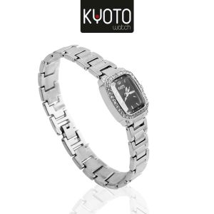 KY186- RELOJ KYOTO DAMA METALICO RECTANGULAR BRILLANTES PLATEADO