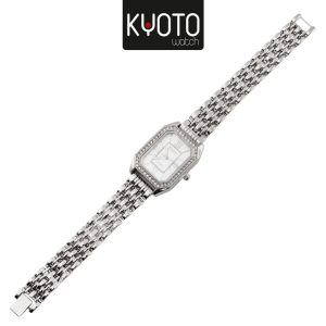 KY197 - RELOJ KYOTO DAMA HEXAGONAL BRILLANTES COLOR PLATEADO