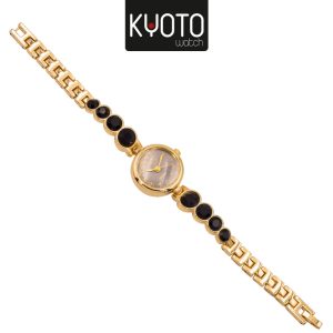KY210- RELOJ KYOTO DAMA REDONDO METALICO ZIRCONES COLOR NEGRO