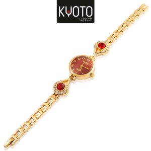 KY212- RELOJ KYOTO DAMA REDONDO METALICO ZIRCONES COLOR ROJO