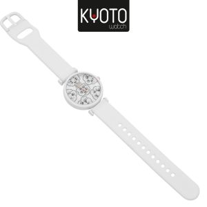 KY252-3- RELOJ KYOTO PULSO GOMA DAMA FLORES COLOR BLANCO