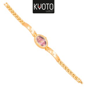 KY294- RELOJ KYOTO OVALADO ZIRCONES FOMDO ROJO CARMESI