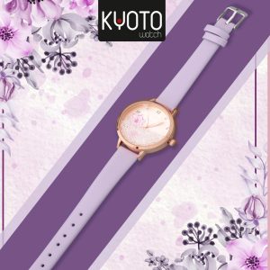 W836 - RELOJ FLORES LILA Y CRISTALES MOVIBLES PULSO SINTETICO