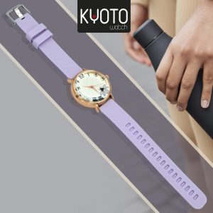 W855 - RELOJ PULSO GOMA LILA FLORS Y ABEJAS