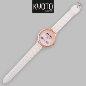 W874 - RELOJ BLANCO PULSO GOMA GATO MIAU
