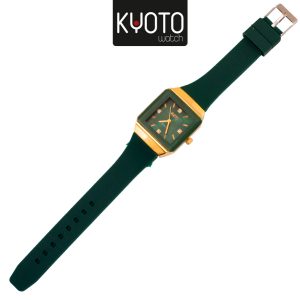 KY171- RELOJ KYOTO DAMA CUADRADO MARDO DORADP PULSO GOMA COLOR VERDE