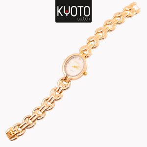 KY281- RELOJ KYOTO OVALADO METALICO , DORADO BLANCO