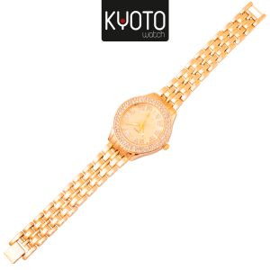KY303- RELOJ KYOTO MARCO EN CRISTALES ZHAPHIR , DORADO