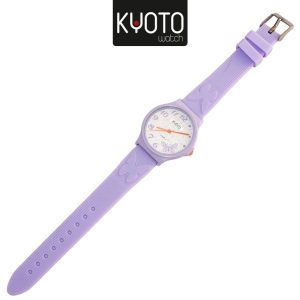 KY163-RELOJ KYOTO DAMA MARIPOSAS PULSO GOMA COLOR LILA
