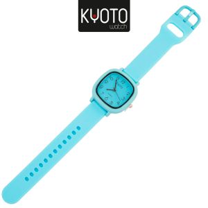 KY250-2RELOJ KYOTO PULSO GOMA DAMA CLASIC CUADRADO AZUL CELESTE