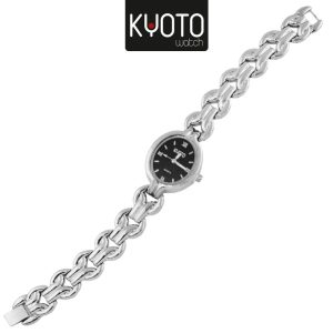 KY283-RELOJ KYOTO OVALADO METALICO , PLATEADO NEGRO
