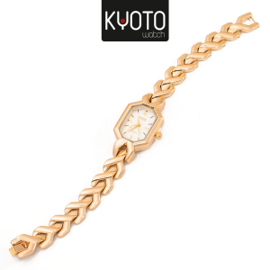 KY71 - RELOJ KYOTO HEXAGONAL METALICO DAMA TRENZA DORADO