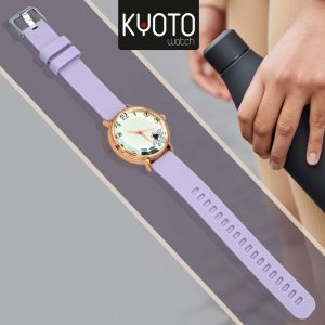 W855 - RELOJ PULSO GOMA LILA FLORS Y ABEJAS