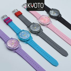 KY10-14 -RELOJ DAMA BICOLOR GOMA LINEAS MICA NACARADA 5 COLORES LLEGA 1