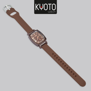 KY105 - RELOJ KIOTO DAMA RECTANGULAR PULSO GOMA CAFÉ