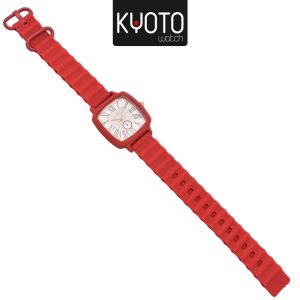 KY118- RELOJ KYIOTO DAMA NUMEROS CARTIER , PULSO GOMA COLOR ROJO