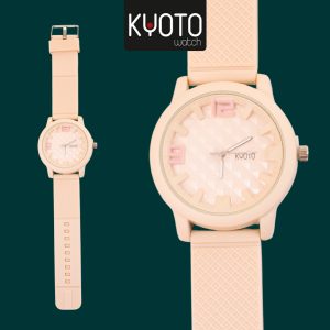 KY130-RELOJ KYOTO DAMA REDONDO PULSO GOMA COLOR BEYGE