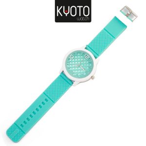 KY132-RELOJ KYOTO DAMA REDONDO PULSO GOMA COLOR VRDE MENTA Y BLANCO