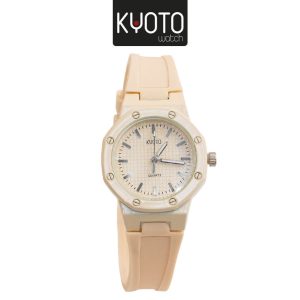 KY135 - RELOJ KYOTO DAMA HEXAGONAL PULSO GOMA COLOR BEYGE