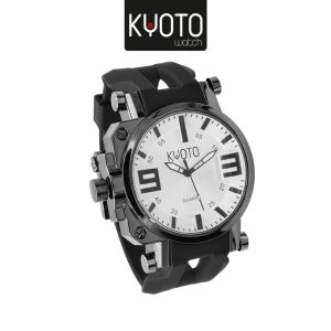 KY144-RELOJ KYOTO CABALLERO NUMBERS PULSO GOMA NEGRO MICA COLOR GRIS