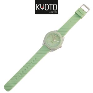KY154-RELOJ KYOTO DAMA PULSO GOMA REDONDO LINEAS COLOR VERDE
