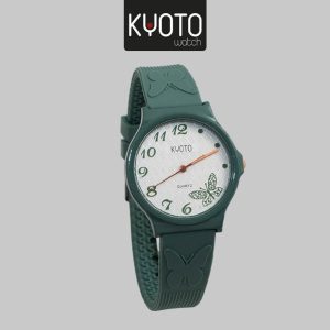 KY161 - RELOJ KYOTO DAMA MARIPOSAS PULSO GOMA COLOR VERDE
