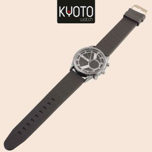KY183- RELOJ KYOTO CABALLERO PULSO GOMA MARCO PLATEADO COLOR GRIS