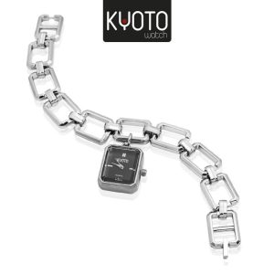 KY278 - RELOJ KYOTO DAMA METALICO CADENA ESLABONES , PLATEADO NEGRO