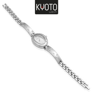 KY293 - RELOJ KYOTO OVALADO ZIRCONES FONDO GRIS PLATEADO