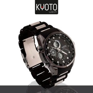 KY354-RELOJ KYOTO CABALLERO PRAGA , METALICO ACRILICO , DUAL TIME , RESISTENTE AL AGUA NO SUMERGIBLE , NEGRO