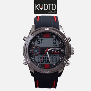 KY357 - RELOJ KYOTO CABALLERO DUAL TIME , CRONOGRAFO RESISTENTE AL AGUA , NO SUMERGIBLE , ROJO NEGRO