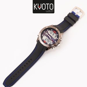 KY358- RELOJ KYOTO CABALLERO DUAL TIME , CRONOGRAFO RESISTENTE AL AGUA , NO SUMERGIBLE , AZUL NEGRO