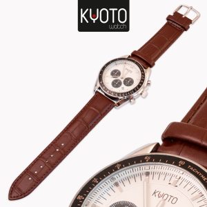 KY365-RELOJ KYOTO CABALLERO , CLASIC , PULSO CUERO DUAL TIME , RESISTENTE AL AGUA NO SUMERGIBLE , CAFÉ