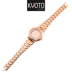 ky188 - RELOJ KYOTO DAMA METALICO CUADRADO BRILLANTES ROSADO