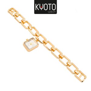 KY280 - RELOJ KYOTO DAMA METALICO CADENA ESLABONES , DORADO GRIS